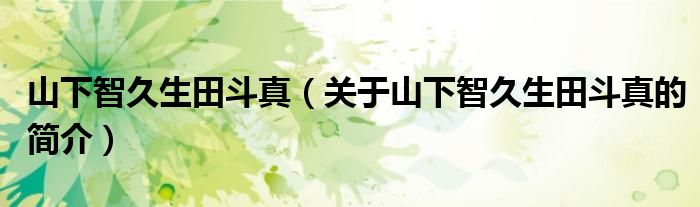 山下智久生田斗真（關于山下智久生田斗真的簡介）