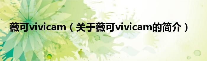 薇可vivicam（關(guān)于薇可vivicam的簡(jiǎn)介）