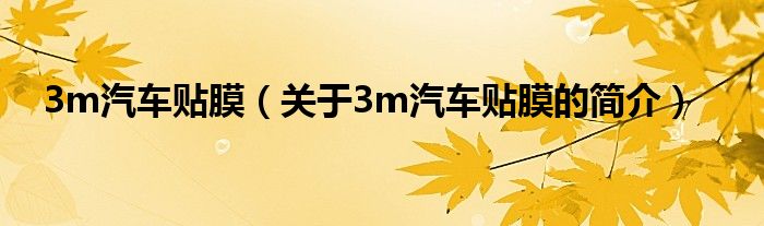 3m汽車貼膜（關(guān)于3m汽車貼膜的簡(jiǎn)介）