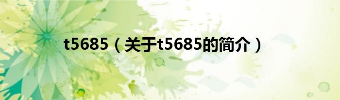 t5685（關于t5685的簡介）