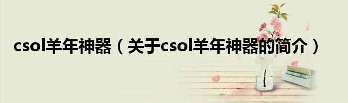 csol羊年神器（關(guān)于csol羊年神器的簡介）