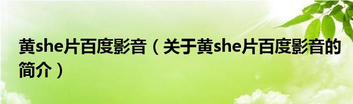 黃she片百度影音（關(guān)于黃she片百度影音的簡(jiǎn)介）