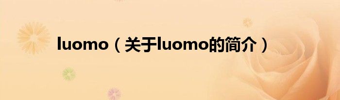 luomo（關(guān)于luomo的簡(jiǎn)介）