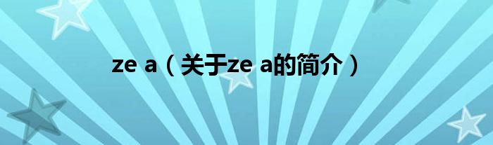 ze a（關(guān)于ze a的簡介）