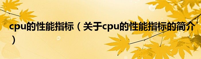 cpu的性能指標(biāo)（關(guān)于cpu的性能指標(biāo)的簡介）