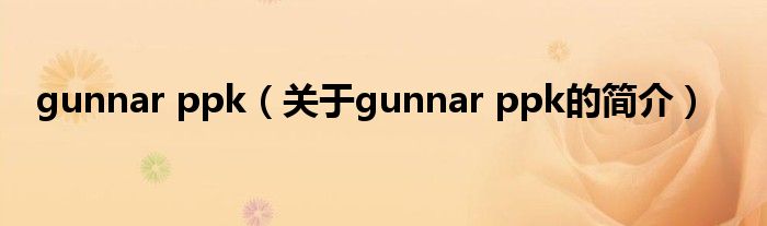 gunnar ppk（關(guān)于gunnar ppk的簡(jiǎn)介）