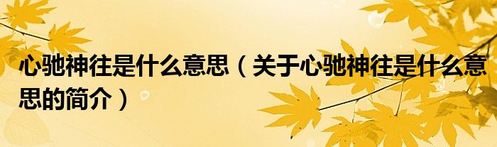 心馳神往是什么意思（關(guān)于心馳神往是什么意思的簡(jiǎn)介）