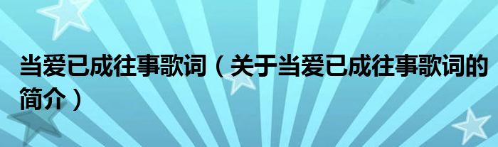 當(dāng)愛(ài)已成往事歌詞（關(guān)于當(dāng)愛(ài)已成往事歌詞的簡(jiǎn)介）