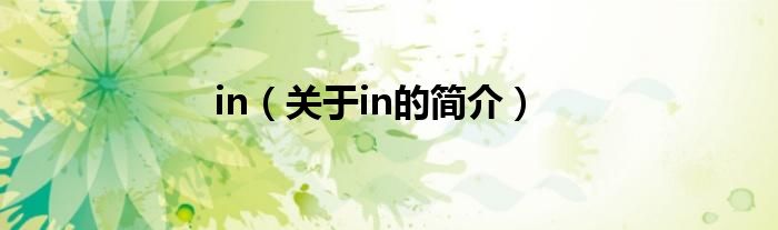 in（關(guān)于in的簡(jiǎn)介）