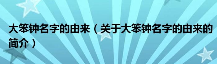 大笨鐘名字的由來（關(guān)于大笨鐘名字的由來的簡介）