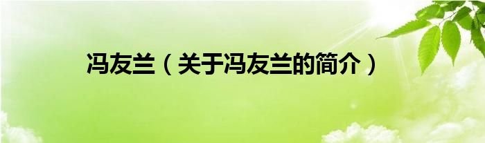 馮友蘭（關(guān)于馮友蘭的簡(jiǎn)介）