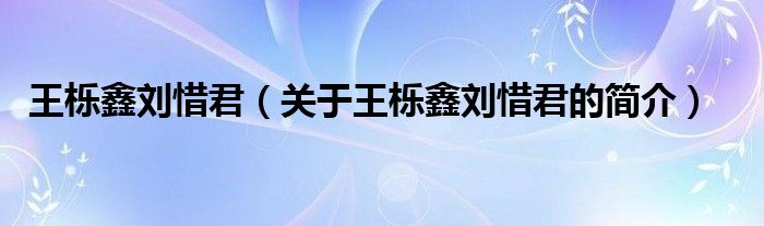 王櫟鑫劉惜君（關(guān)于王櫟鑫劉惜君的簡(jiǎn)介）