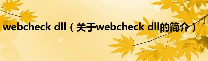 webcheck dll（關(guān)于webcheck dll的簡(jiǎn)介）