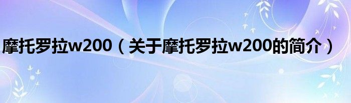 摩托羅拉w200（關(guān)于摩托羅拉w200的簡介）