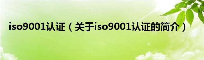 iso9001認證（關(guān)于iso9001認證的簡介）