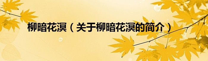 柳暗花溟（關(guān)于柳暗花溟的簡(jiǎn)介）