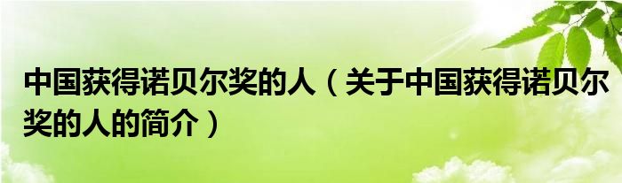 中國(guó)獲得諾貝爾獎(jiǎng)的人（關(guān)于中國(guó)獲得諾貝爾獎(jiǎng)的人的簡(jiǎn)介）