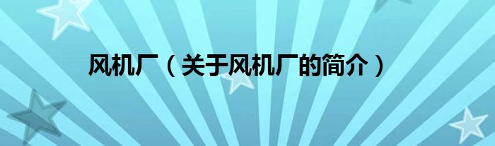 風機廠（關(guān)于風機廠的簡介）