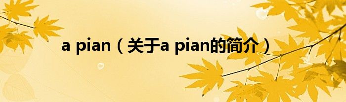 a pian（關于a pian的簡介）