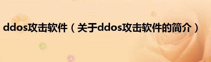 ddos攻擊軟件（關于ddos攻擊軟件的簡介）