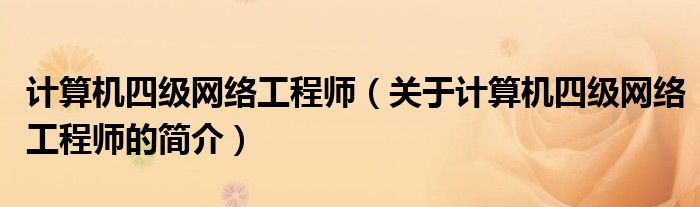 計算機(jī)四級網(wǎng)絡(luò)工程師（關(guān)于計算機(jī)四級網(wǎng)絡(luò)工程師的簡介）