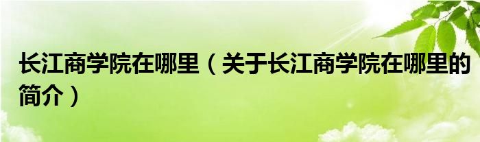 長江商學院在哪里（關于長江商學院在哪里的簡介）