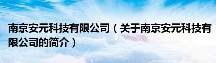 南京安元科技有限公司（關(guān)于南京安元科技有限公司的簡介）