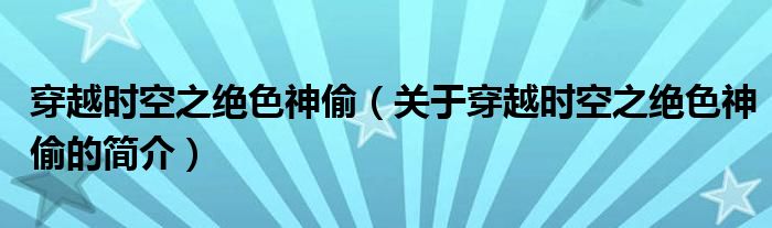 穿越時空之絕色神偷（關于穿越時空之絕色神偷的簡介）