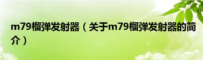 m79榴彈發(fā)射器（關(guān)于m79榴彈發(fā)射器的簡(jiǎn)介）