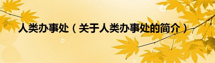 人類辦事處（關(guān)于人類辦事處的簡介）