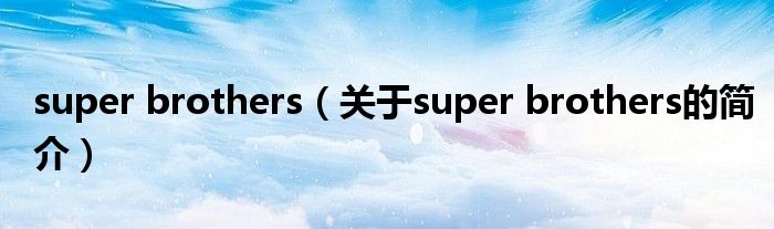 super brothers（關(guān)于super brothers的簡(jiǎn)介）