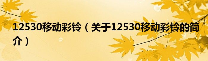 12530移動(dòng)彩鈴（關(guān)于12530移動(dòng)彩鈴的簡(jiǎn)介）