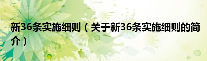 新36條實(shí)施細(xì)則（關(guān)于新36條實(shí)施細(xì)則的簡(jiǎn)介）