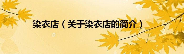 染衣店（關(guān)于染衣店的簡(jiǎn)介）