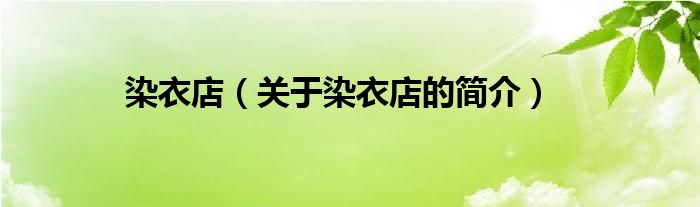 染衣店（關(guān)于染衣店的簡(jiǎn)介）