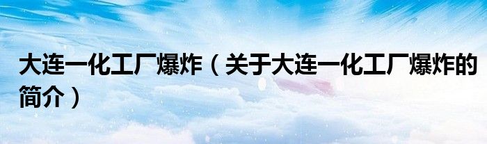 大連一化工廠爆炸（關(guān)于大連一化工廠爆炸的簡(jiǎn)介）