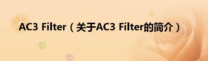 AC3 Filter（關(guān)于AC3 Filter的簡(jiǎn)介）