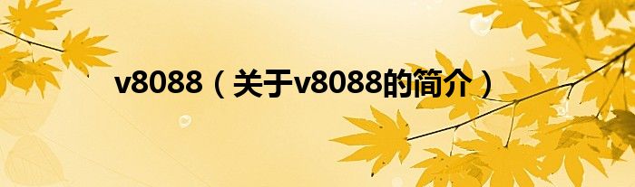 v8088（關(guān)于v8088的簡(jiǎn)介）