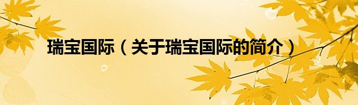 瑞寶國際（關(guān)于瑞寶國際的簡(jiǎn)介）