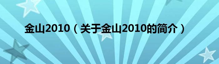 金山2010（關(guān)于金山2010的簡(jiǎn)介）