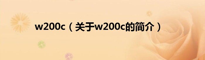 w200c（關(guān)于w200c的簡介）