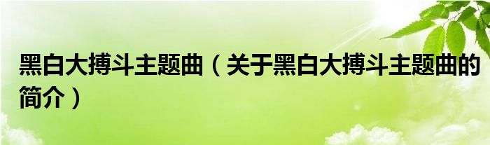 黑白大搏斗主題曲（關(guān)于黑白大搏斗主題曲的簡介）