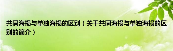 共同海損與單獨(dú)海損的區(qū)別（關(guān)于共同海損與單獨(dú)海損的區(qū)別的簡(jiǎn)介）