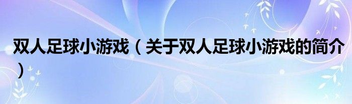 雙人足球小游戲（關于雙人足球小游戲的簡介）