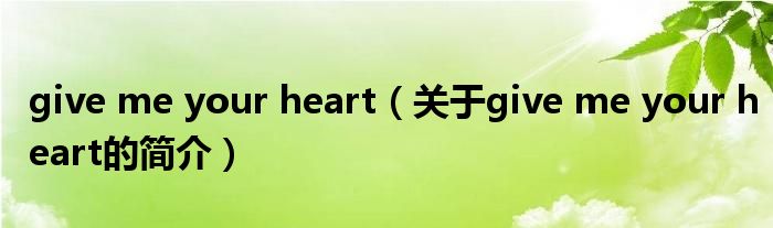 give me your heart（關(guān)于give me your heart的簡介）