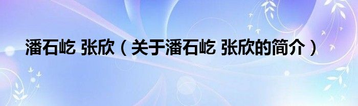 潘石屹 張欣（關(guān)于潘石屹 張欣的簡(jiǎn)介）