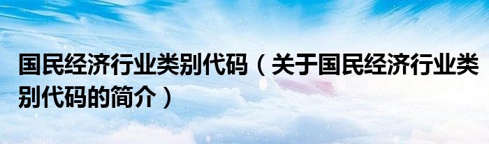 國民經濟行業(yè)類別代碼（關于國民經濟行業(yè)類別代碼的簡介）