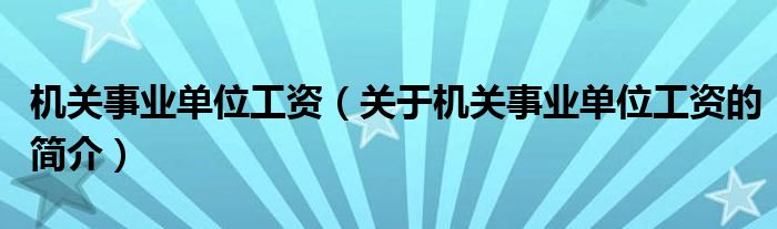 機(jī)關(guān)事業(yè)單位工資（關(guān)于機(jī)關(guān)事業(yè)單位工資的簡介）