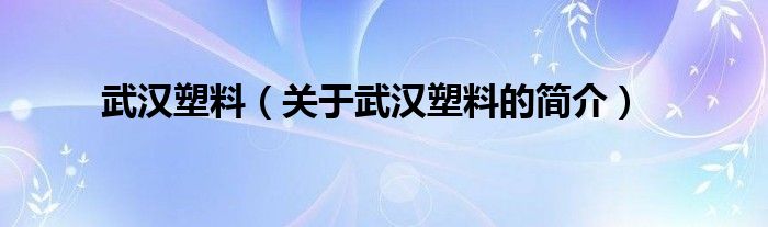 武漢塑料（關(guān)于武漢塑料的簡(jiǎn)介）