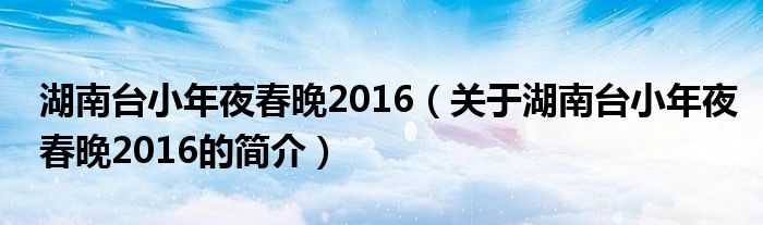 湖南臺小年夜春晚2016（關于湖南臺小年夜春晚2016的簡介）